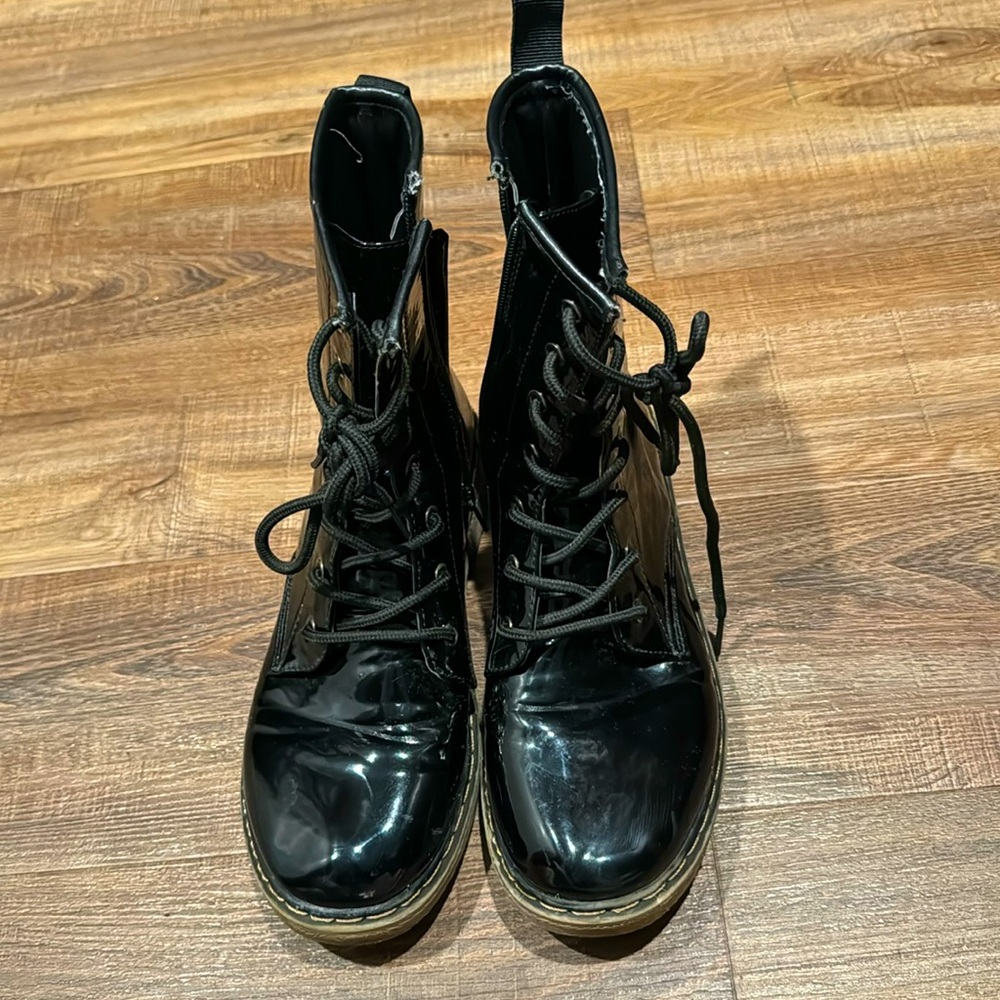 Black patent leather combat boots size 9 NWOT.